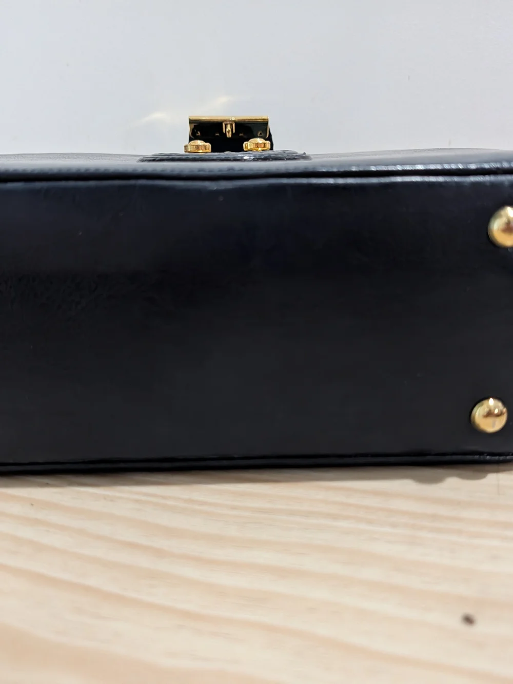 Vintage Rosenio Splendid Navy Blue Structured Top Handle Handbag Gold Hardware